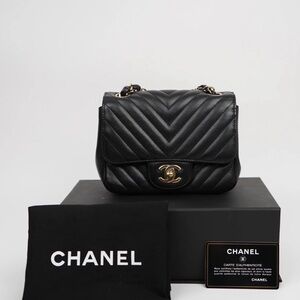 Chanel Black Chevron Mini Bag
